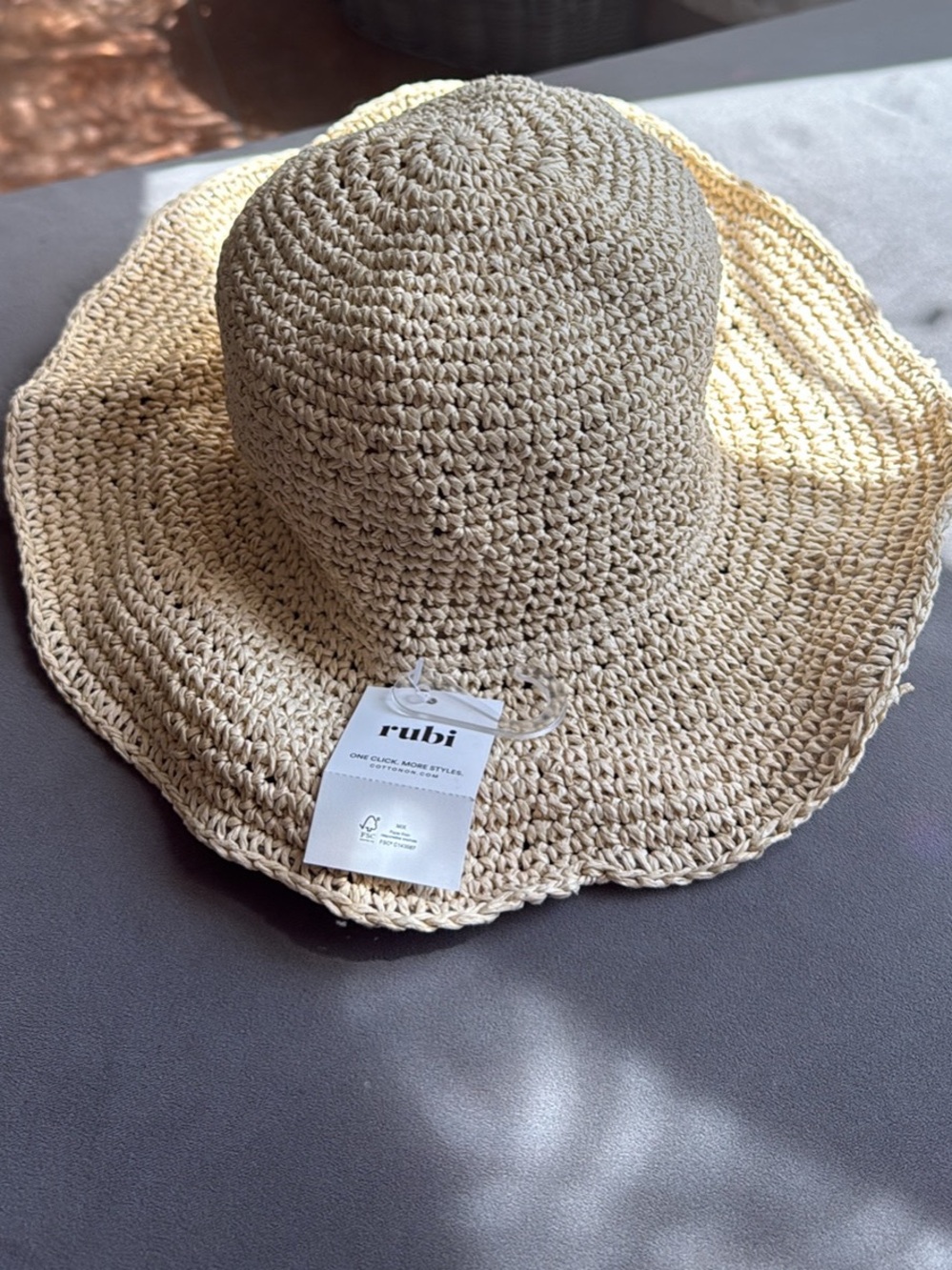 Women's Crochet Sun Bucket Hat Natural Paper NEW Summer Travel